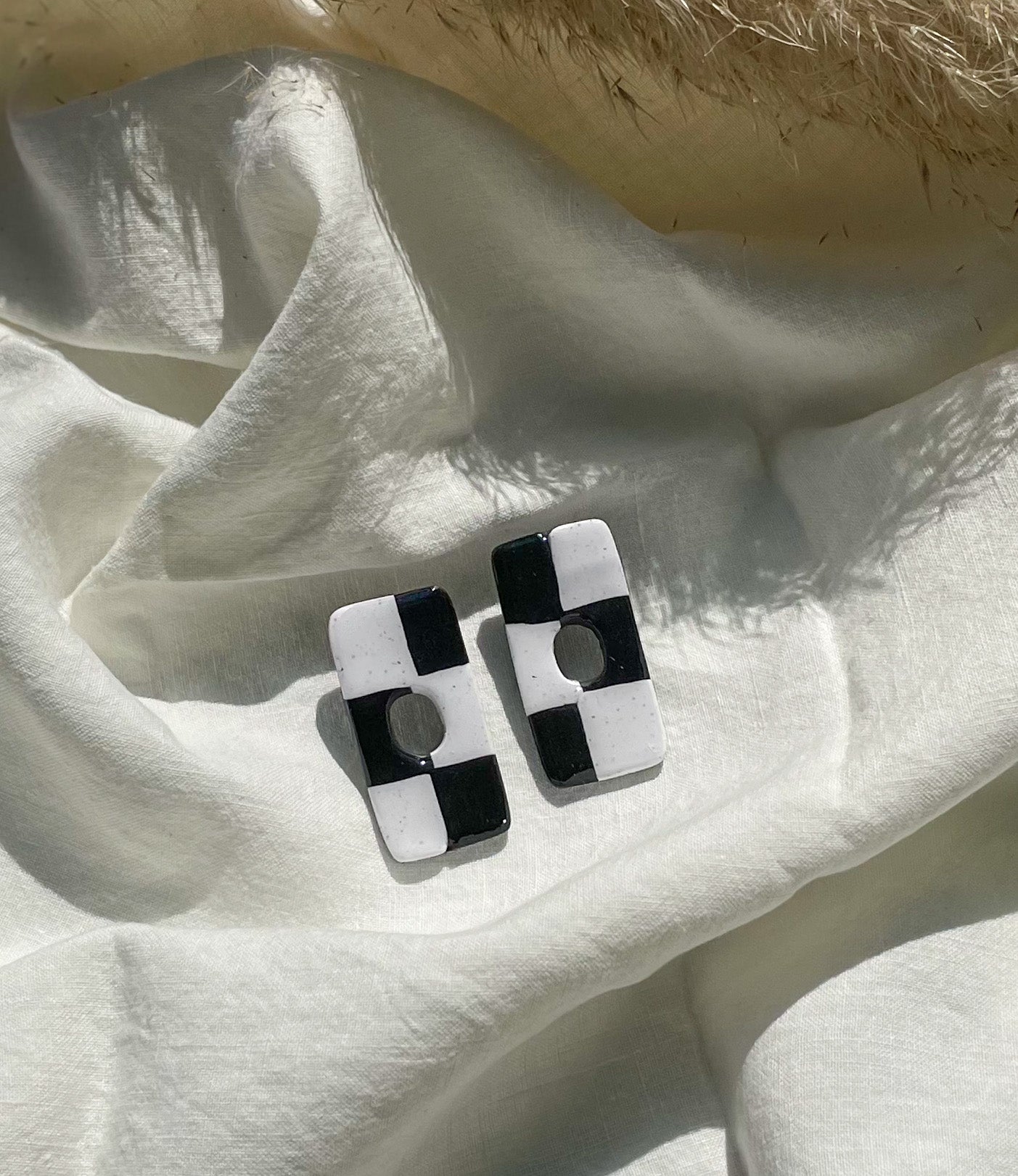Checkered Polymer Clay Earrings