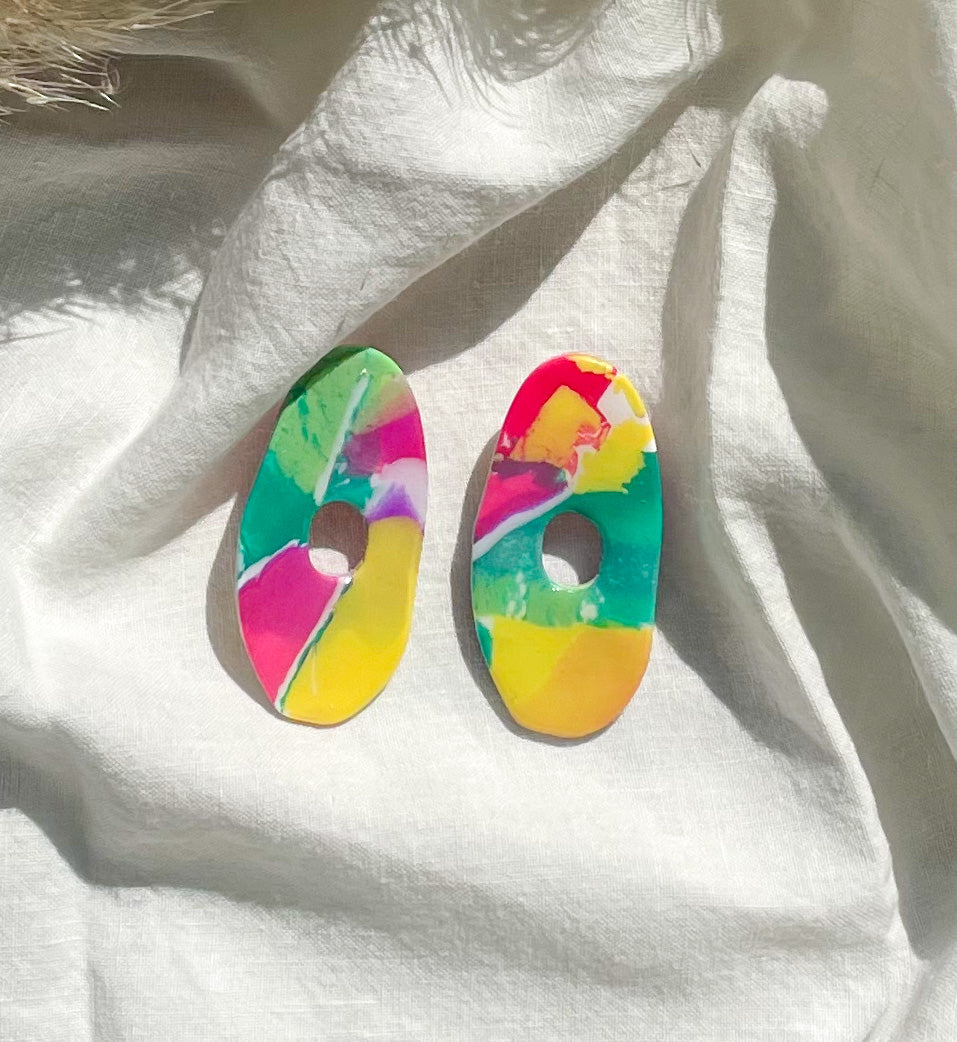 Multi Color Polymer Clay Earrings