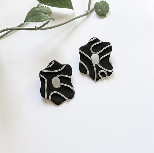 Black and White Polymer Clay Earrings
