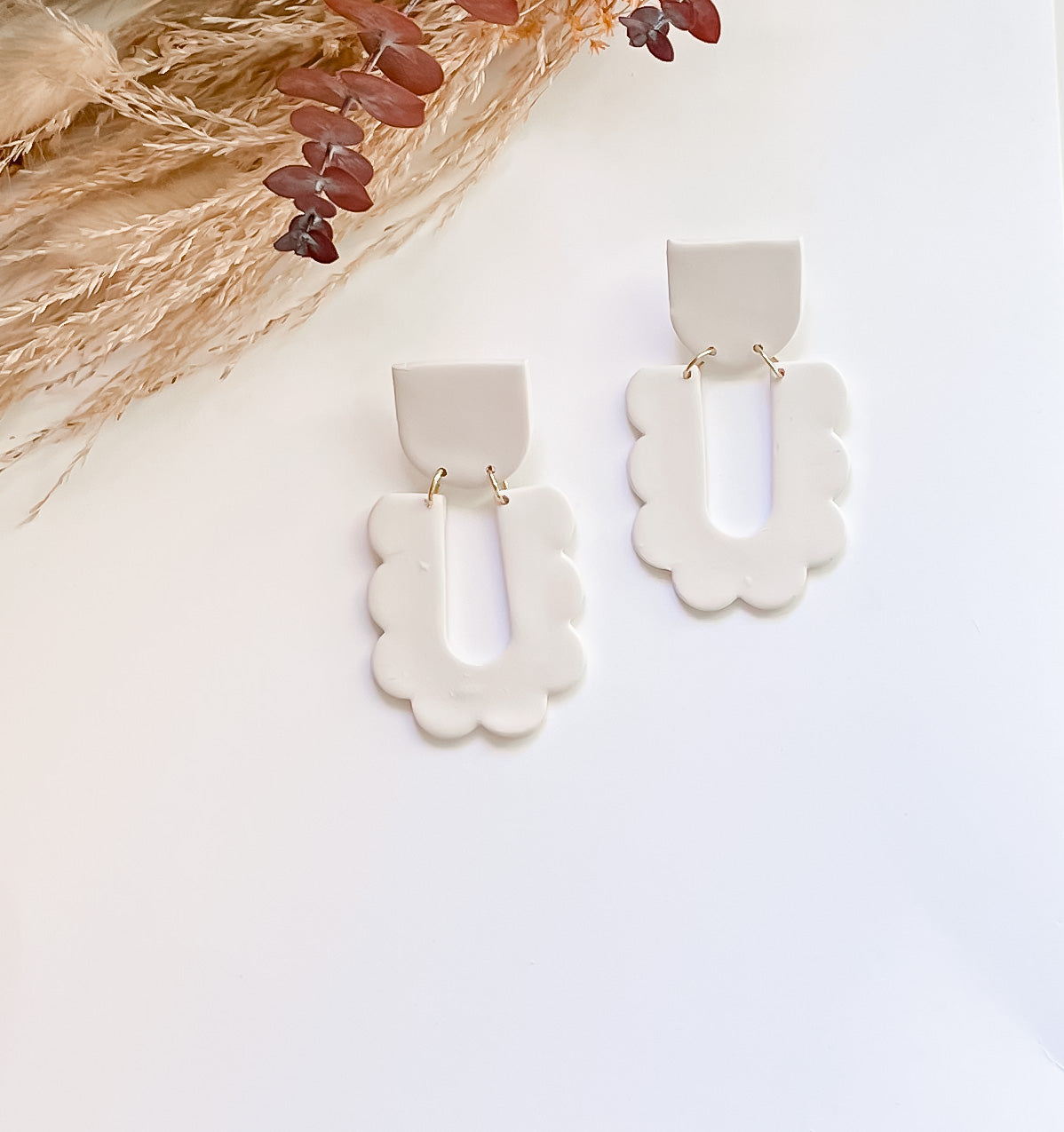  White Arch Polymer Clay Earrings